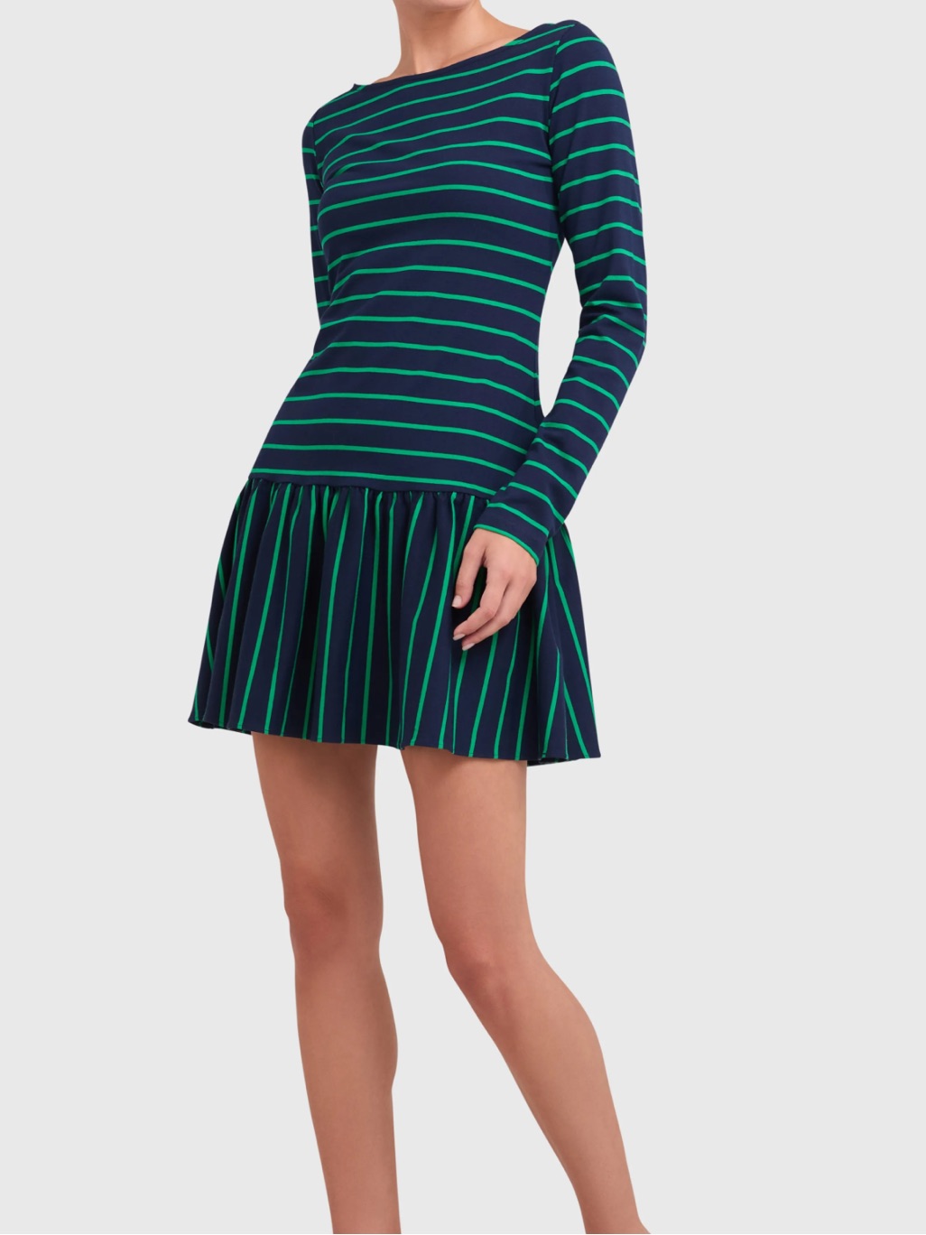 Nwt Amanda Uprichard Striped Navy & Kelly Green Adorno Dress Size Small